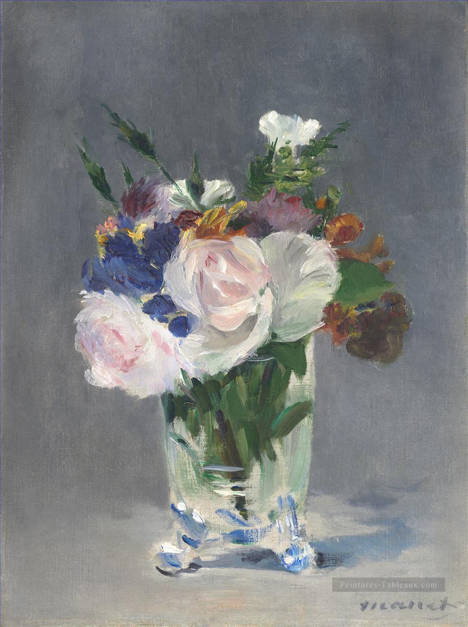 Fleurs dans un vase en cristal 1882 fleur impressionnisme Édouard Manet Peintures à l'huile